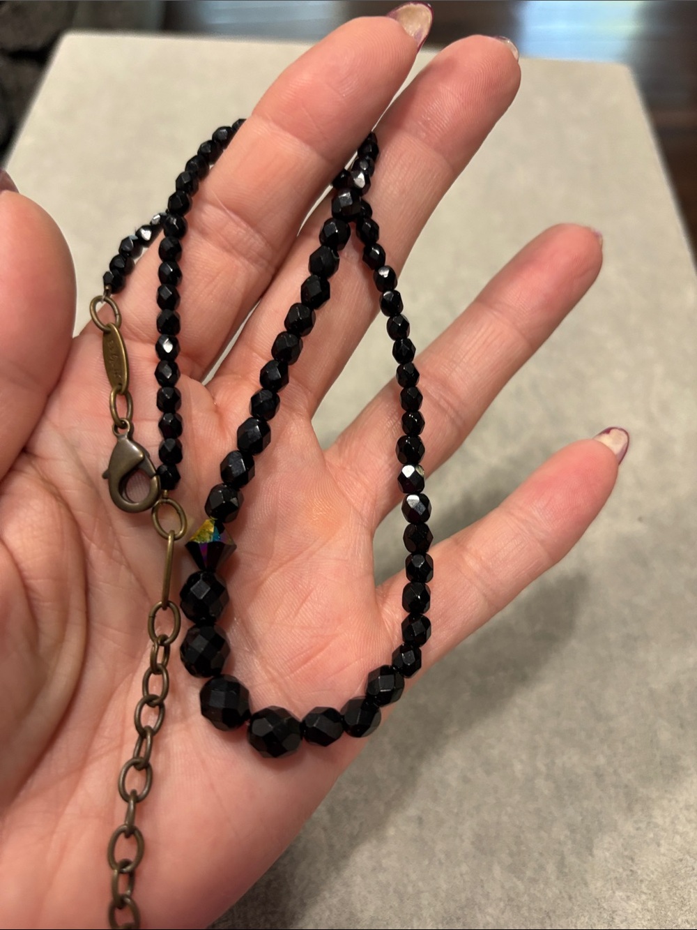 Sabika Black Faceted Bead Short Necklace - Picture 3 of 3